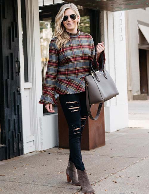 Pair your flannel sweater with ankle boots