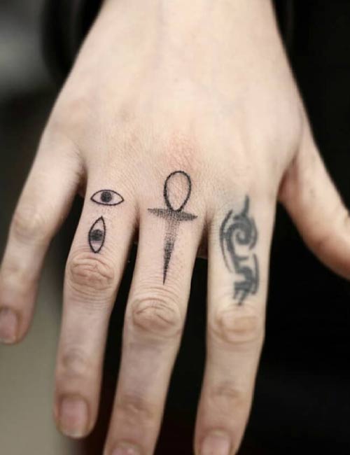 Stick-and-poke hand tattoo design