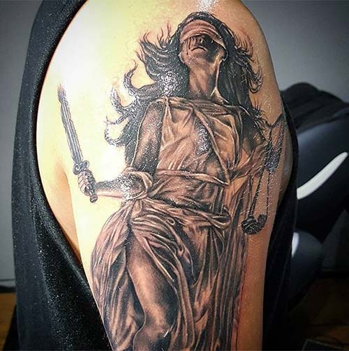 Angel of justice tattoo design