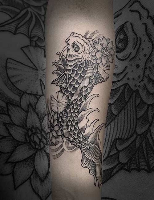 Angry koi fish tattoo design