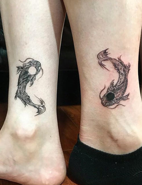 Koi fish tattoo design on the ankle