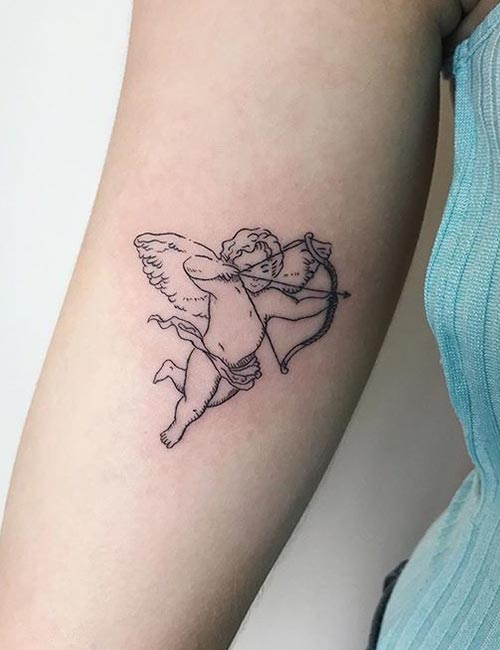 Cupid with a bow and arrow tattoo design