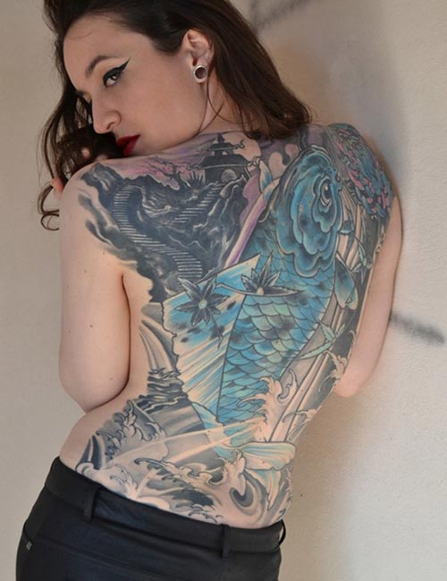 Blue koi fish tattoo design