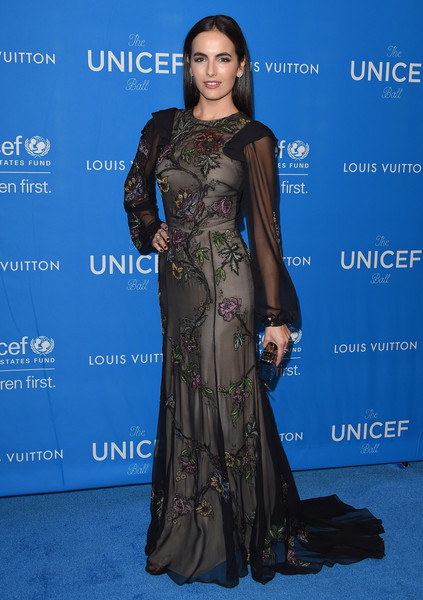 Camilla Belle had a romantic gothic look with her black chiffon floral embroidered long sleeve gown while attending the UNICEF ball.