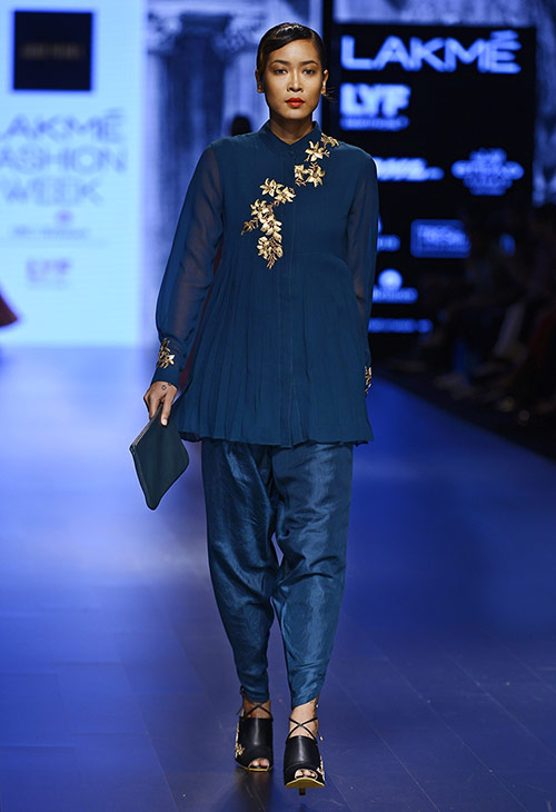 Embellished royal blue salwar kameez design