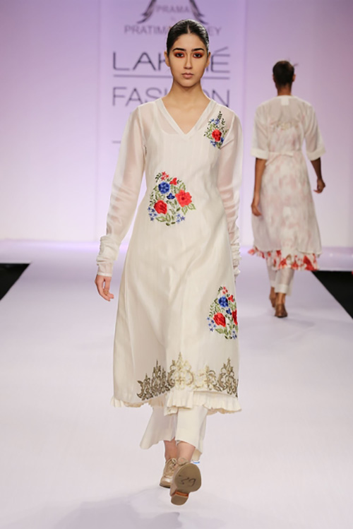 Chanderi floral threadwork salwar kameez design