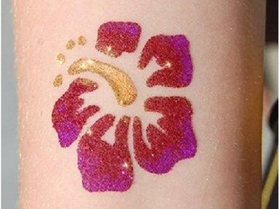 Hibiscus flower glitter tattoo
