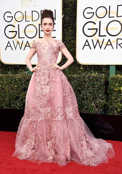 Lily Collins in Zuhair Murad