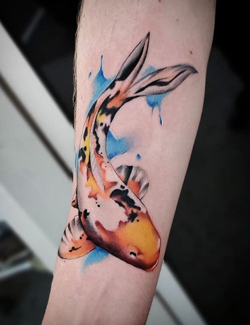 Watercolor koi fish tattoo design
