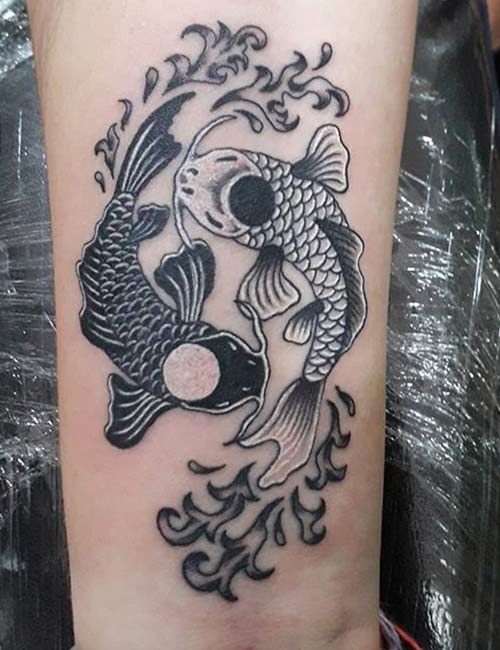 Yin yang koi fish tattoo design