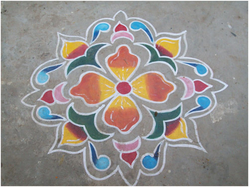 Simple rangoli design for competition with dots